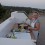 Debs cooking lunch in our outdoor kitchen